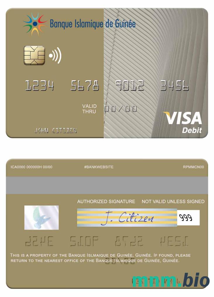Guinea Banque Islmaique de Guinée visa debet karta przykład w formacie PSD